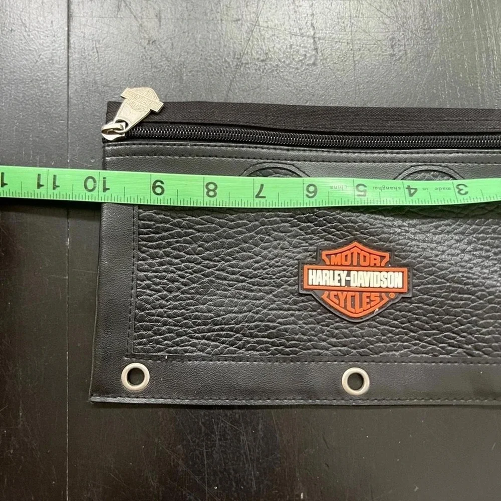Harley Davidson Accessory Pouch Black Pebbled Faux Leather Grommet OS